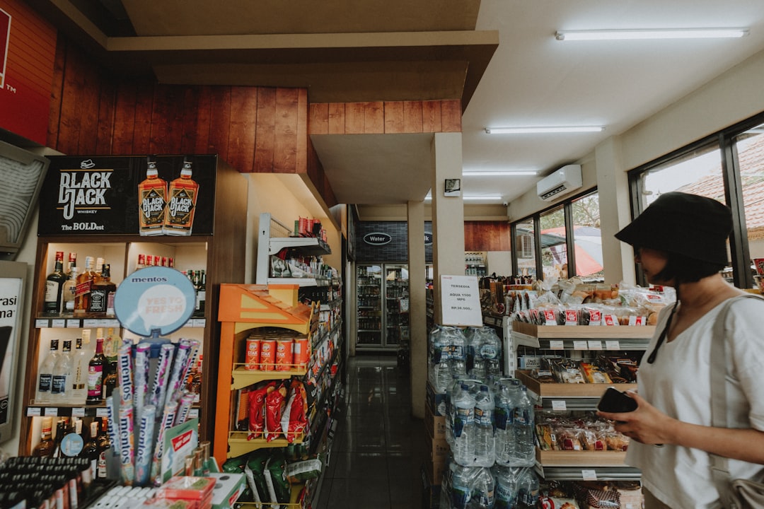 Interior aisle of a convenience store, illustrating convenience store and grocery insurance